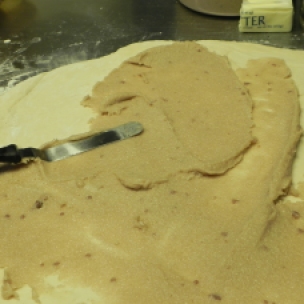 Spread the cinnamon sugar mixture onto the dough